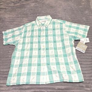 Casey and Max men’s aqua floral button‎ up shirt size XL NEW WITH TAGS